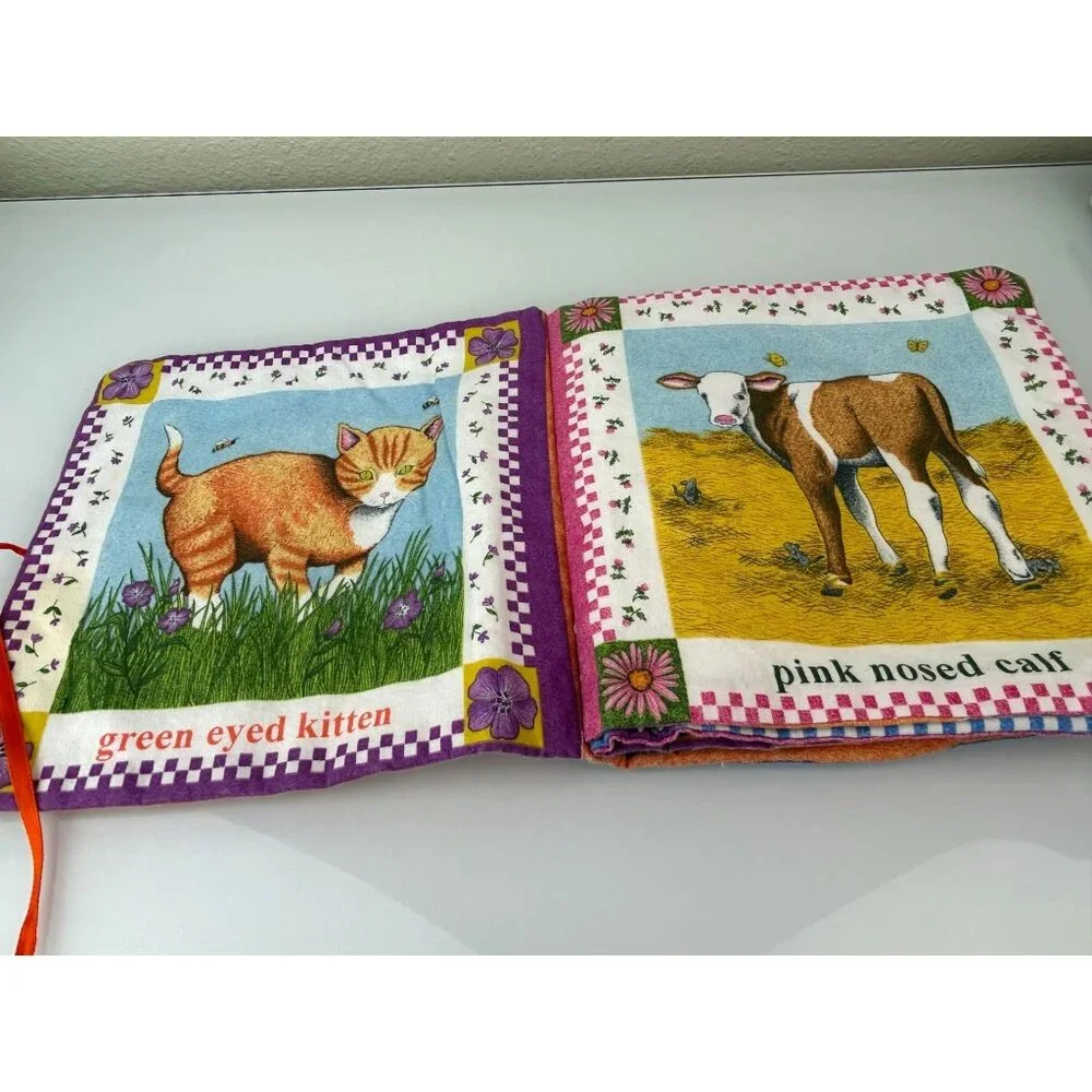 Soft Baby Book Wake Up, Baby Animals Fabric Farm Country Sewn Hand Crafted Toy